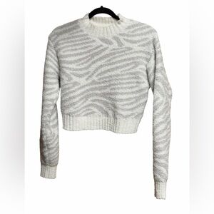 UGG Heddie Mock Neck Sweater in a cream and grey zebra pattern SZ S EUC